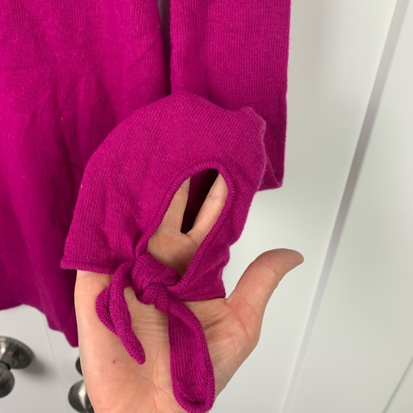 Banana Republic XS Filpucci Cashmere Blend Bow Cuff Crew Sweater Pink - Picture 4 of 9